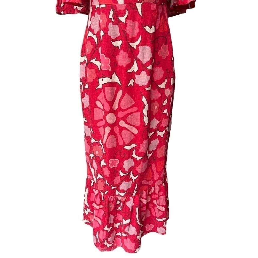 NWT RHODE x Target Zinnia Floral Print Bell Sleeve Midi Dress in Red/Pink 10 - Picture 7 of 15